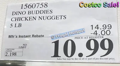 Dino Buddies Chicken Nuggets 5 pounds | Costco Sale Price | Item 1560758