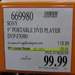 Costco Sale Sony 9 Portable Dvd Player Dvp Fx980 99 99