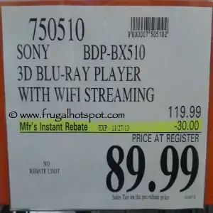 Costco Sale Sony 3d Blu Ray Disc Dvd Player p Bx510 99