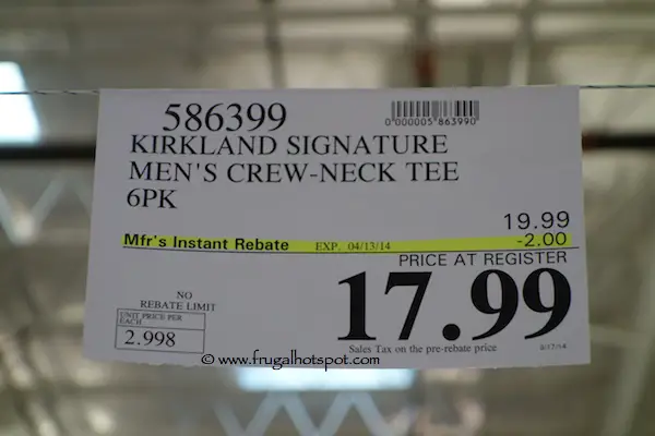 Kirkland Signature Men’s Crew Neck Tee, 6-pack