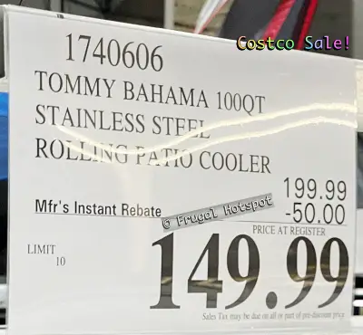 Tommy Bahama 100-Quart Rolling Cooler | Costco Sale Price | Item 1740606