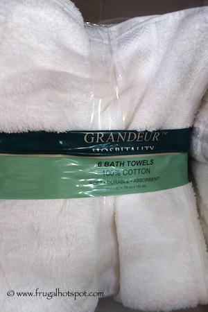  Grandeur Hospitality Bath Towels, 100% Cotton, 6 Pack