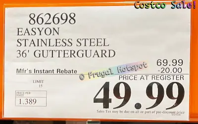 Easyon Stainless Steel 36 Ft Gutterguard | Costco 862698