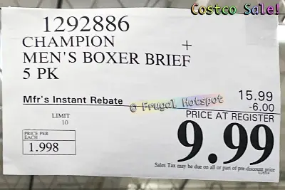 Champion Elite Mens Boxer Briefs | Costco Sale Price | Item 1292886