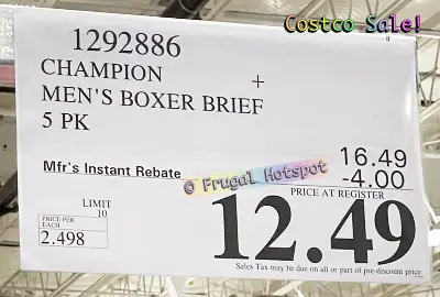 Champion Mens Boxer Briefs | Costco Sale Price