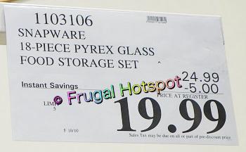 Snapware Pyrex 18-piece Glass Food Storage Set🔴COSTCO OPEN BOX