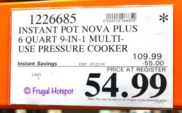 COSTCO (In Store) Instant Pot Nova Plus 6 Quart 9-In-1 Multi-Use Pressure  Cooker $54.99 seen at Costco Montclair CA, YMMV.