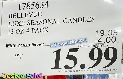 Bellevue Luxe Seasonal Candles 4 pk | Costco Sale Price | Item 1785634