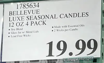 Bellevue Luxury Seasonal Candles | Costco Price Item 1785634