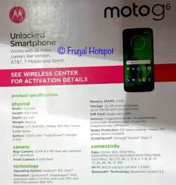 Costco Sale Moto G6 Unlocked Smartphone 199 99