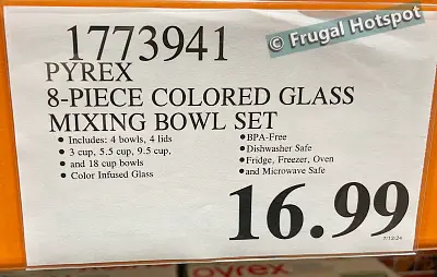 Pyrex Colorful Glass Mixing Bowl Set | Costco Price | Item 1773941