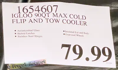 Igloo MaxCold 90 Quart Roller Flip and Tow Cooler | Costco Price