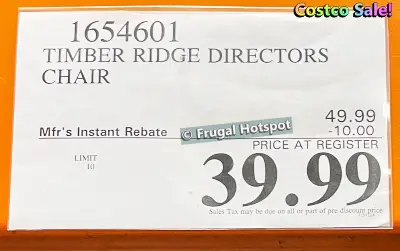 Timber Ridge Directors Chair | Costco Sale Price | Item 1654601