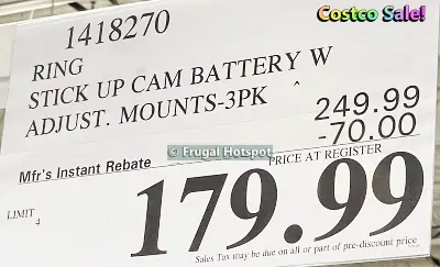 Ring Stick Up Cam Battery 3 pack | Costco Sale Price | Item 1418270