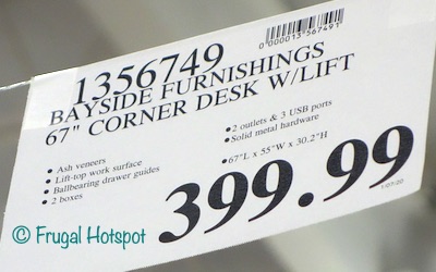Bayside Furnishings 67 Corner Desk with Lift Costco Price