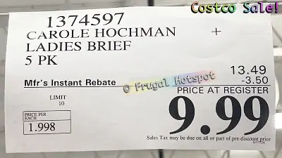 Carole Hochman Seamless Briefs 5 ct | Costco Sale Price | Item 1374597