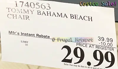 Tommy Bahama Backpack Beach Chair | Costco Sale Price | Item 1740563