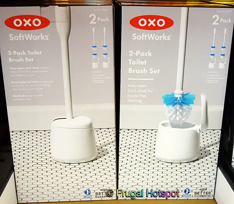OXO, 2 Pack - Toilet Brush, Auto-Open Canister & Replacement Head Bundle  Set