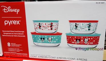 Pyrex Disney Holiday Mickey and Minnie Mouse Container Set 2 Glass Storage  Box 