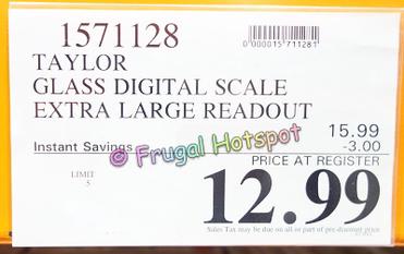 Taylor Glass Digital Bath Scale - COSTCO#1669034, Black