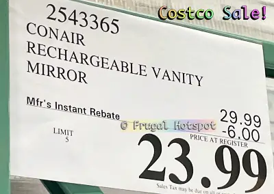 Conair Rechargeable Lighted Vanity Mirror | Costco Sale Price | Item 2543365