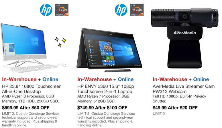 Costco Hot Buys March 2021 | HP Touchscreen Desktop, HP Envy Laptop, AverMedia Live Streamer Webcam