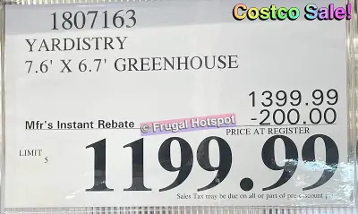 Yardistry Greenhouse | Costco Sale Price | Item 1807163