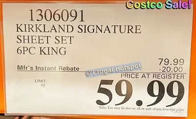 Kirkland Signature King Sheet Set | Costco Sale Price | Item 1306091