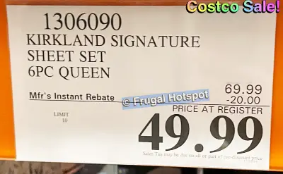 Kirkland Signature Queen Sheet Set | Costco Sale Price | Item 1306090