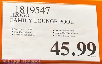 H20Go! Family Lounge Pool | Costco Price