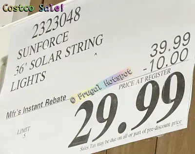 Sunforce 36' Solar String Lights | Costco Sale Price