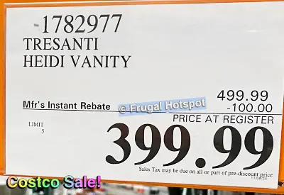 Tresanti Heidi Vanity with LED Mirror | Costco Sale Price | Item 1782977