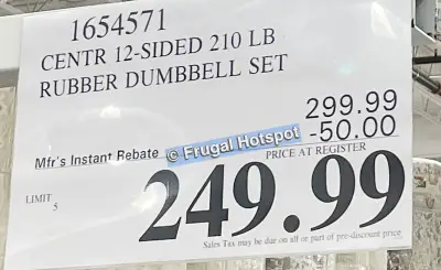 Centr 5 to 30 lb Dumbbell Weight Set with Rack | Costco Sale Price | Item 1654571