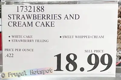 Kirkland Signature Strawberries and Cream Bar Cake | Costco Price | Item 1732188