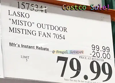 Lasko Misto Outdoor Misting Fan | Costco Sale Price | Item 1575341