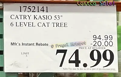 Catry Kasio Cat Tree 55 inch | Costco Sale Price | Item 1752141