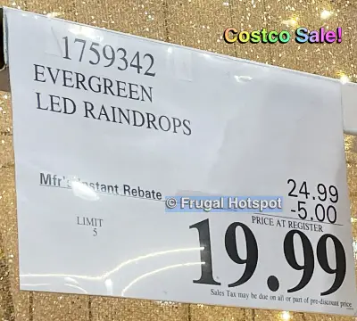 Evergreen LED Glass Raindrops Set | Costco Sale Price | Item 1759342