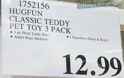 HugFun 3 Pack Teddy Bear Dog Toys | Costco Price | Item 1752156