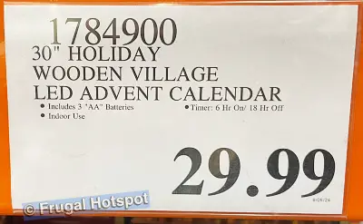 30 Inch Holiday Wooden Village LED Advent Calendar | Costco Price | Item 1784900