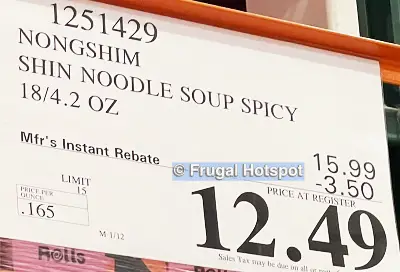 Nongshim Gourmet Spicy Shin Noodles Ramen | Costco Sale Price | Item 1251429